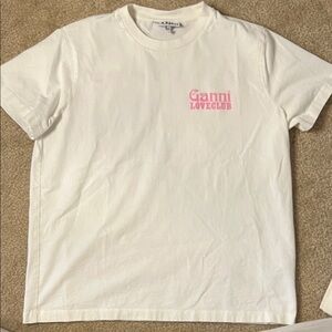 Ganni White Tee with Pink Loveclub Logo